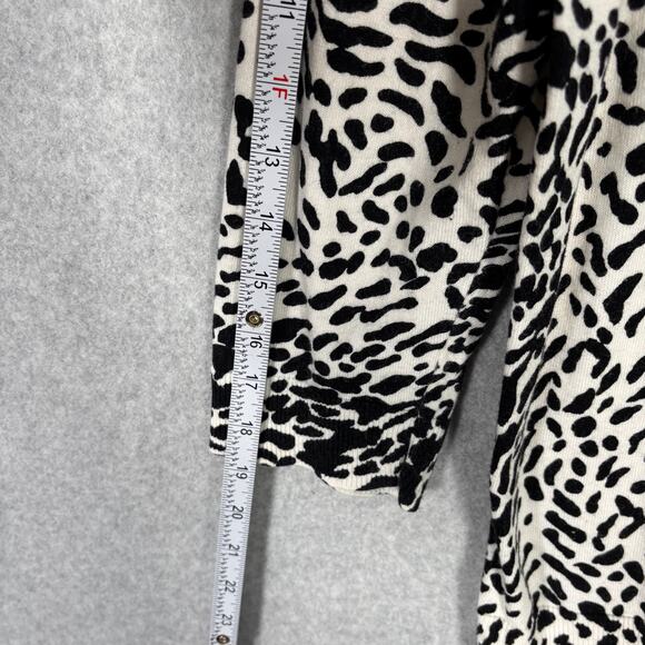Talbots Cardigan Sweater Womens Medium Black White Animal Thin Button Career‎ - Picture 9 of 12